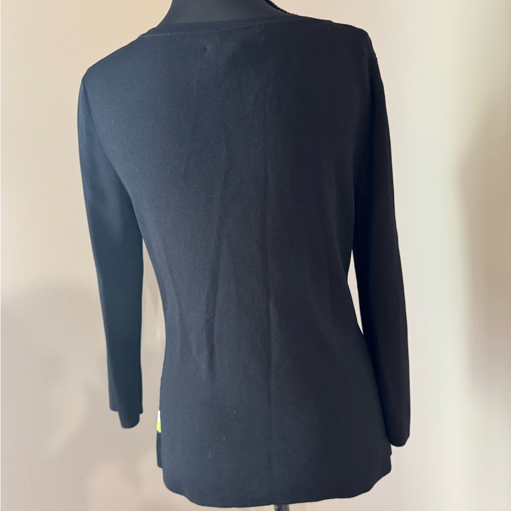 Cable & Gauge Black and Green Striped Long Sleeve Top - Picture 2 of 4